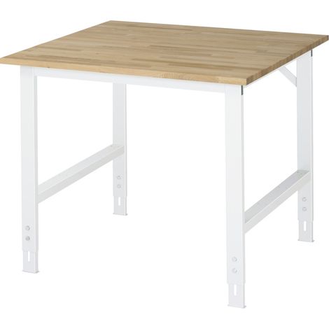 Arbeitstisch B1000xT1000xH760-1080mm Arbeitsplatte Buche Gestell lichtgrau RAU (1/5)