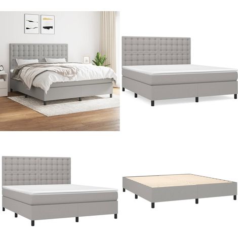 Boxspringbett mit Matratze Hellgrau 160x200 cm Stoff - Boxspringbett - Doppelbett - Bettenrahmen - Schlafsystem - Hellgrau - Home & Living (1/5)