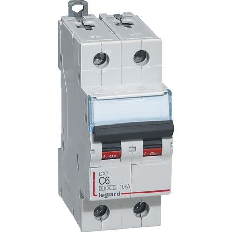 Disjoncteur modulaire bipolaire Legrand DX³ 6A courbe C