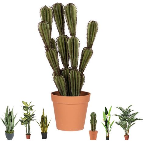 Künstlicher Kaktus Stetsonia Coryne 90 cm mit Topf  Plastikpflanzen zur Gartendekoration für Innen- und Außenbereiche