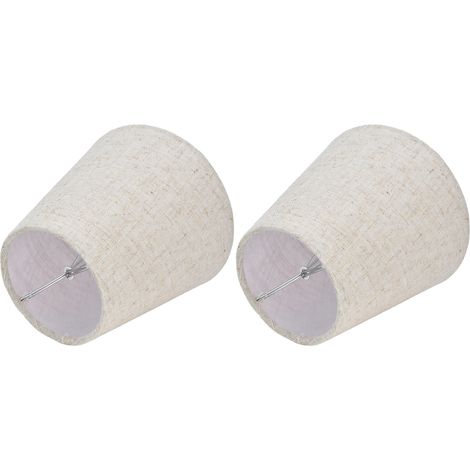 Lot de 2 abat-jour en tissu à clipser pour lampe de table à vis E14, style chandelier ou lustre, PT13, beige et blanc. (1/5)