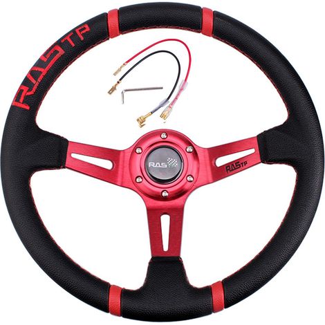 Volant de course personnalisé RASTP, 35 cm (14 pouces), cousu main - [Logo RAS] Rouge (1/4)