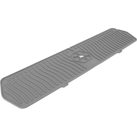 Essuie-gouttière silicone pour robinet de cuisine, protège-évier, tapis porte-éponge, grand format 61 cm, gris (1/5)