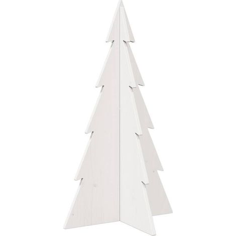 Sapin de Noël en bois, blanc, 80 cm, en pin massif (1/5)