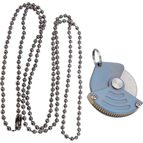 Couteau de poche pliant miniature en acier inoxydable avec manche en alliage de titane, forme de pièce, à suspendre autour du cou, bleu (1/5)
