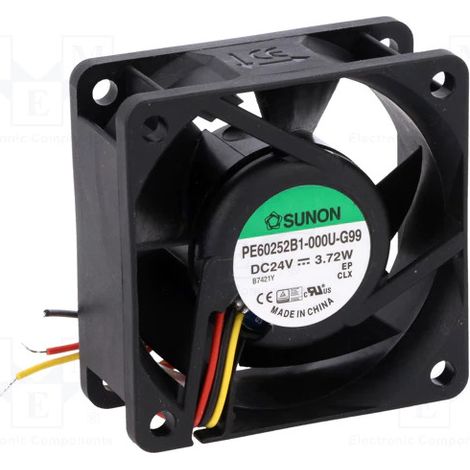 Ventilador 24vdc 60x60x25mm 3,72w 3 Cables Bolas Pe60252b1-g99