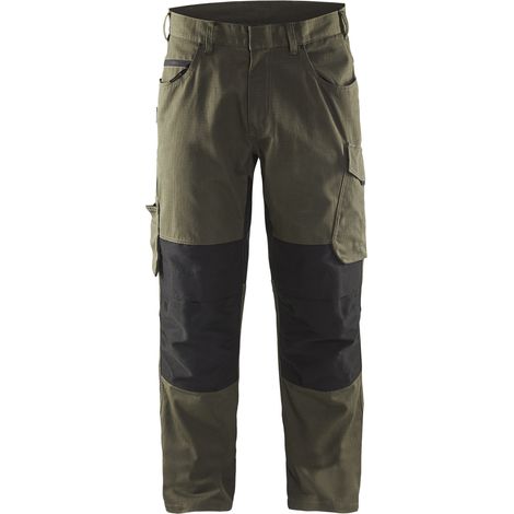Pantalon de travail stretch 1495 - Vert Kaki/Noir 2XL - FR(52) - SE(C58) - Courtes