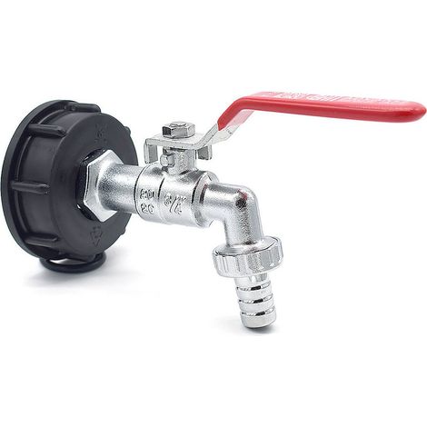 Multitanks – Raccord robinet laiton chromé 3/4'' cannelé 15mm – Sortie Mâle pour cuve 1000L – Taraudé Femelle S60x6 pour arrosage efficace