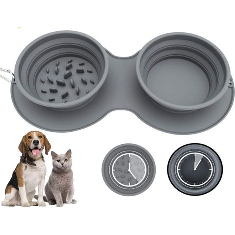 Bol de nourriture anti-émeute pour chiens et chats avec base antidérapante Bol de nourriture lente Favorise une alimentation saine Convient aux petits et moyens animaux Capacité réglable