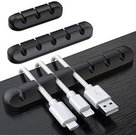 Clips Câble Organisateur Bureau, Lot de 3 Support de Câble, Organisateur de Cordon, Gestion des Cables, Câble Rangement pour USB Câbles de Chargeur/Souris/Écouteur/PC , Organisateur (1/4)