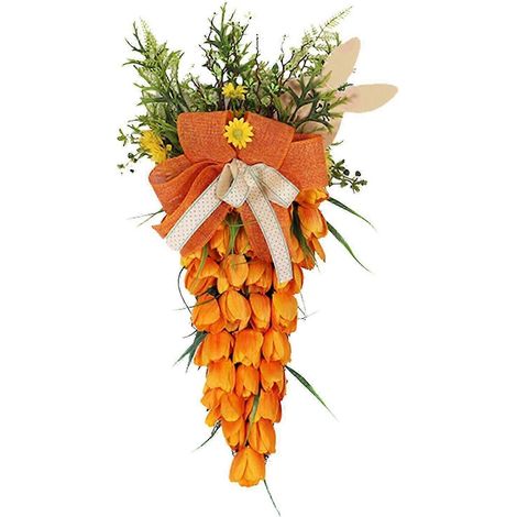 Osterkarotten-Türdekoration, Osterkarottenkranz, Frühlingsdeko, stilvolle künstliche Hängekarotten-Girlande für die Wand, Gartendekoration-with Bunny (1/5)