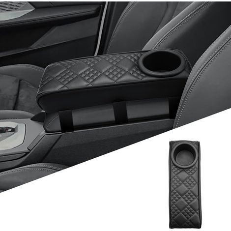 Housse de console centrale de Voiture Coussin D'Accoudoir (32x11x6cm) pour hayon, Accoudoir de voiture universel pour petites voitures, Cuir PU avec porte-gobelet, Console centrale Protection (1/5)