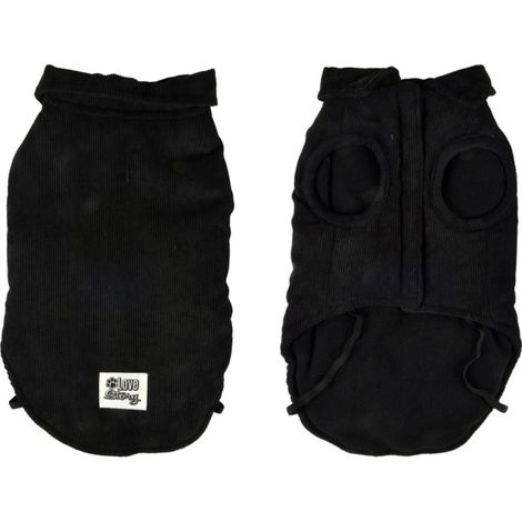 Manteau Pour Chien "Velours Côtelé" 35cm Noir (1/5)