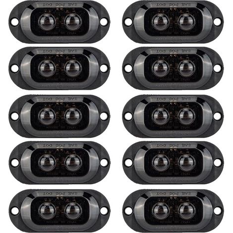 Lot de 10 Feux de Position Latéraux LED - Feux de Gabarit pour Remorque 12-24V Clignotants Latéraux pour Remorques Camions Camping-Cars Bus Voitures Universels Étanches 3000K (Ambre/Jaune) (1/5)
