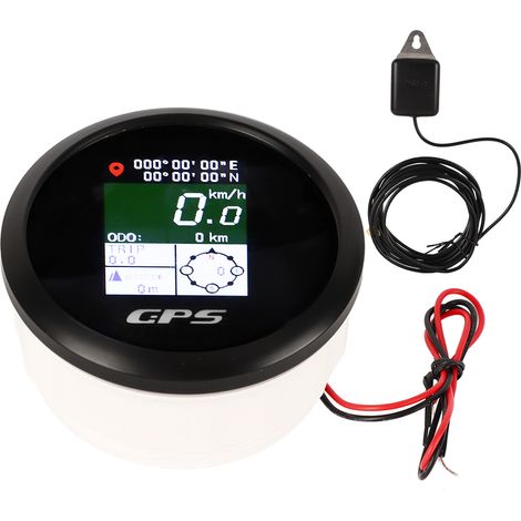 Compteur de Vitesse GPS, 85 Mm Multifonction Anti-buée Affichage Numérique écran TFT Jauge de Vitesse GPS pour Marine pour Moto (Cadran noir Couvercle noir)