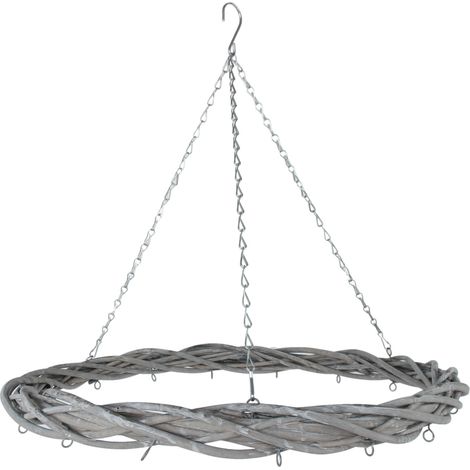 Rattan Deko Kranz zum hängen mit Kette Ø 60 cm - mit 15 Haken zum selber dekorieren