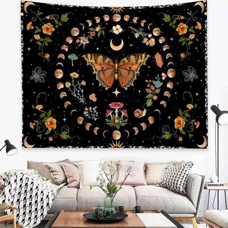 Tenture Murale Papillon, Tapisserie Murale en Tissu Brodé, 150 x 100 cm, Décoration Murale pour Intérieur (1/5)