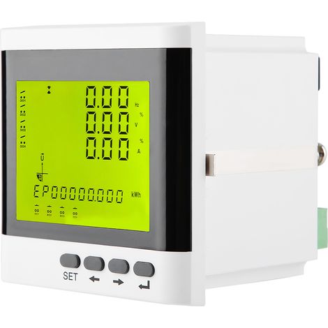 Compteur d'énergie électrique triphasé programmable multifonction avec ampèremètre et voltmètre numériques à LED