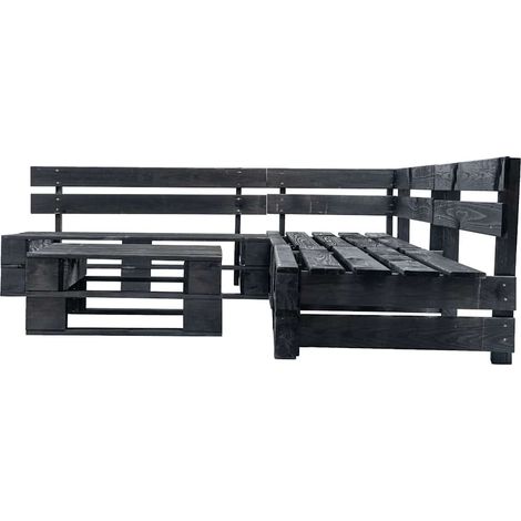 Maison Exclusive - Divani da Giardino su Pallet 4 pz Neri in Legno (1/3)