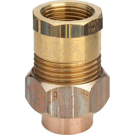 Bocchettone bronzo FF ø28 - 1", portagomma di bronzo, estremità filettata di ottone, estremità a saldare femmina, filettatura Rp, a sede conica 103002