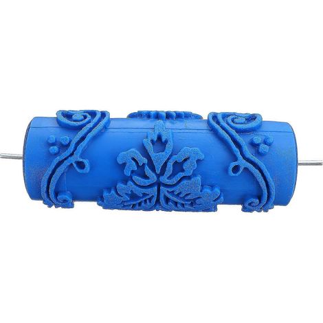 Rouleau à peinture à motif floral empaistique de 5 pouces pour décoration murale DIY (bleu) (1/4)