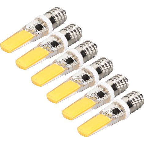 6er-Pack Mini-E14-COB-Lampen, 360°-Beleuchtung, blendfreier Silikon-Kühlkörper, für Kronleuchter und Deckenleuchten, warmweißes Licht (3000 K) (1/5)