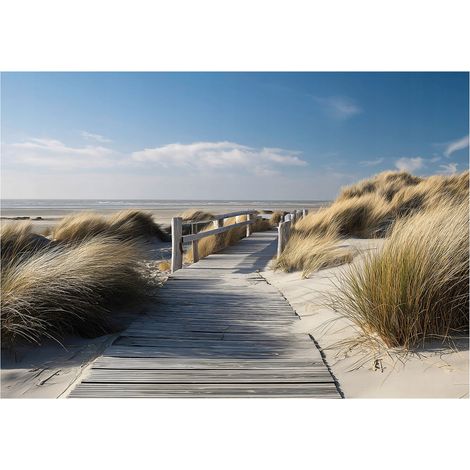Papier peint mural plage mer dunes intissé grand format design intérieur salon chambre pas cher 250x175 cm (1/5)