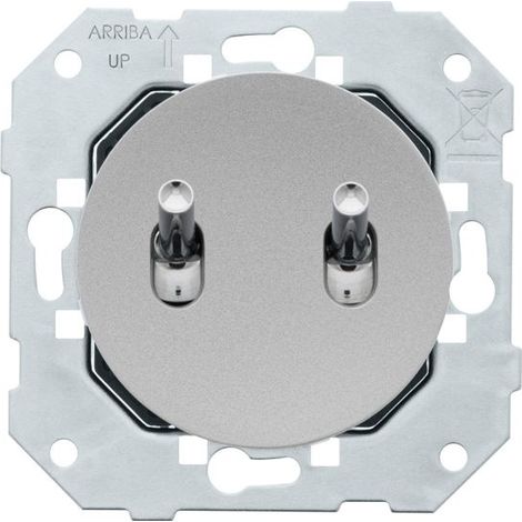 Fontini – Interrupteur va et vient ALU – Manette chrome – Installation encastrée – Indice de protection IP20 – Fixation par clip (1/3)