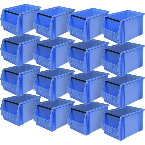 BRB 16 x Vision Box "Classic FB 3 Portable avec tige, h 350/300 x 200 x 200 mm, contenu : 12 l, bleu