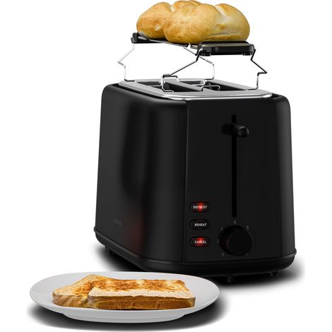Klarstein Velaire Toaster – Toaster für 2 Scheiben 800 W, 7 Bräunungsstufen, Auftauen & Aufwärmen, Brötchenhalter, herausnehmbares Krümelfach (1/5)
