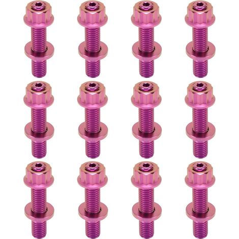 12 Set Alliage De Titane Boulon Collecteur D'echappement Kit De Goujons Collecteur D'echappement Vis Ecrous Rondelles Mauve M10x1,5x54 (1/5)