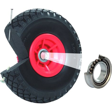 Sackkarrenrad Vollgummi 260x85 mm 3.00-4 60mm Nabenlänge PU Sackkarre Ersatzrad Pannensicher rot