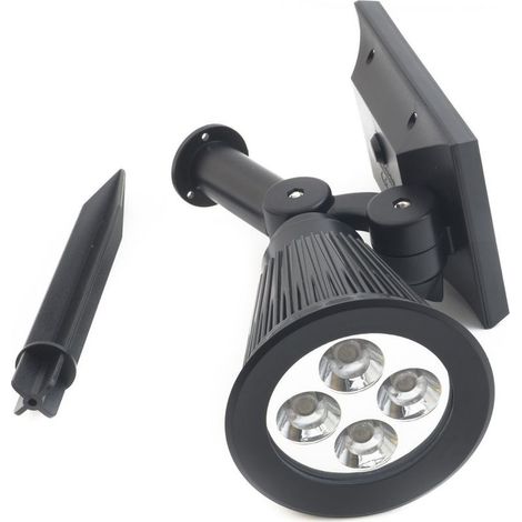Projecteur Led Lumière Blanche Avec Panneau Solaire Piquet De Jardin Ip65 (1/4)