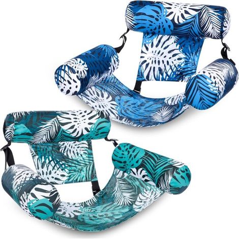 Lot de 2 hamacs gonflables pour adultes – Housse en tissu doux – Dossier et accoudoirs ajustables – Confort au bord de la piscine