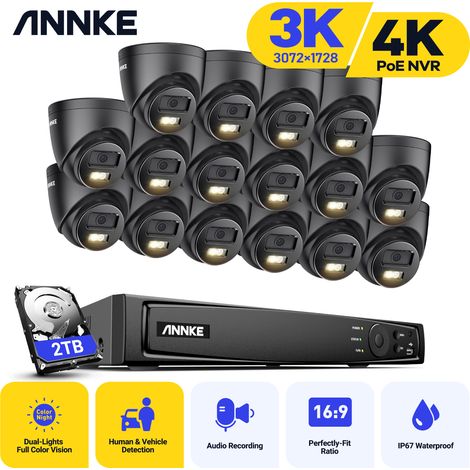 ANNKE 16× Dome Cameras 16CH 4K Super HD POE NVR Video Security System,3K Security Camera System Outdoor Waterproof Camera Kit- 2TB HDD (1/4)