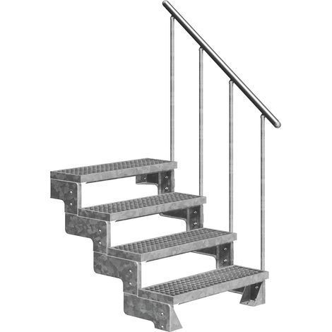 Dolle Außentreppe Gardentop 72-88cm Geschosshöhe mit Gitterrost 80cm breit mit Geländer