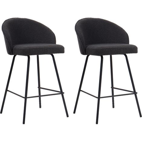 Tabouret de bar Bouclé Gris June Pieds en métal H87 x L52 x
