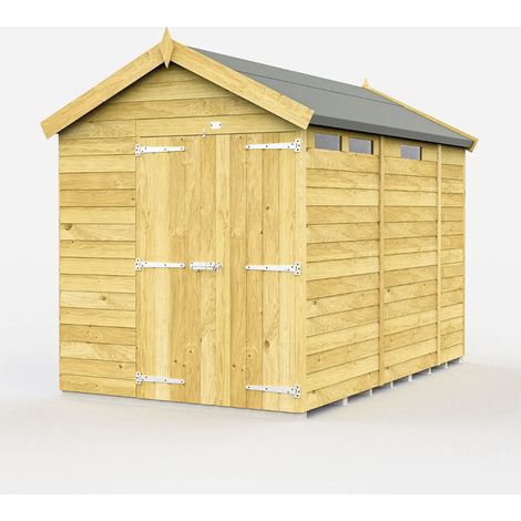 6 x 9 Feet Apex Security Shed - Double Door - Wood - L272 x W175 x H217 cm