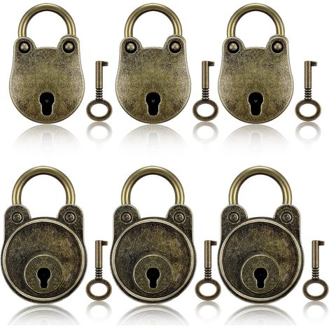6 pièces serrure vintage style antique mini archaize serrures en bronze métal clé serrure petites serrures avec des clés