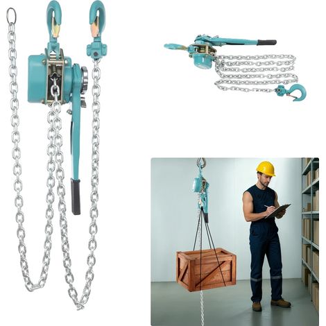 Treuil à chaîne, capacité de 1500 kg, hauteur de levage de 3 mètres, 1,5 Tonne, 3m (1/5)