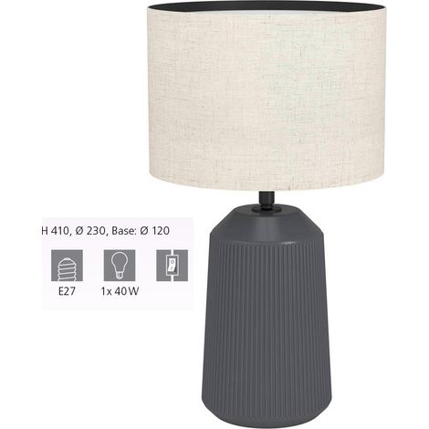 Lampada Da Tavolo Minimal Capalbio Ceramica Grigio 1 Luce E27 (1/3)