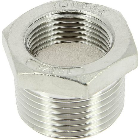 Sferaco – Réduction inox Mâle 1' Femelle 3/4 – Raccord en inox 316 – Filetage cylindrique BSP – Pression PN20 jusqu'à 180°C