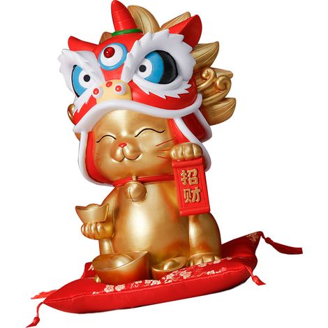 Figurine de chat porte-bonheur, tirelire chat porte-bonheur, décoration pour magasin ou bureau, or (1/5)