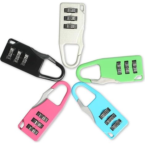 Cadenas de valise - Lot de 5 mini cadenas à combinaison pour voyages, cadenas de sécurité à 3 chiffres. Le petit coffre-fort idéal pour valises, bagages, sacoches d'ordinateur, sacs à dos. (1/5)