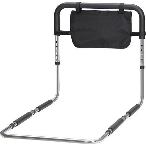 Barrière de lit, barrière de sécurité, poignée de protection, réglable en hauteur sur 5 positions, sac de rangement, 87 x 51,5 x 45–55 cm (L x l x H)