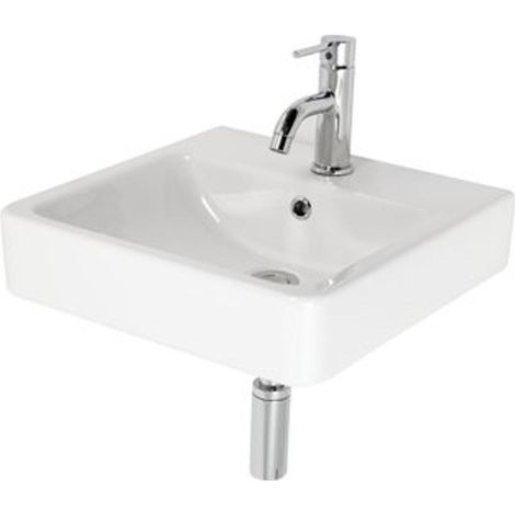 Plieger Seattle ensemble lavabo complet avec trop-plein 45x45cm avec robinet, siphon design et kit de fixation blanc