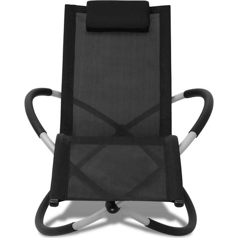 Maison Exclusive - Lettino Prendisole Geometrico in Acciaio Nero e Grigio (1/5)