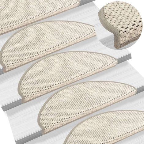 15 pcs Tapis d'escalier autocollants, Tapis de marches, Marchettes D'escalier 65x21x4 cm Beige MKS67377 (1/5)