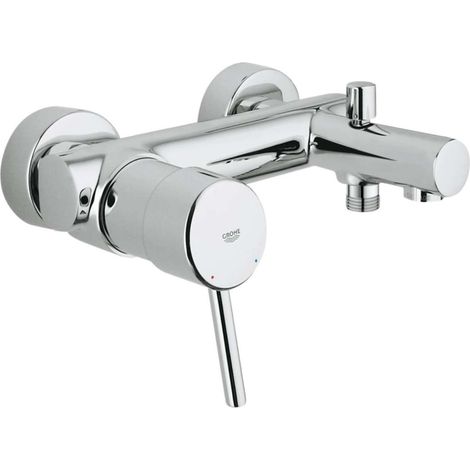 Grohe – Mitigeur monocommande 1/2' Bain/Douche 32211001 – Montage mural – Levier métallique – Cartouche céramique 46 mm – Limiteur de débit ajustable
