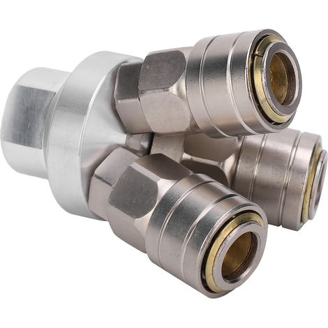 Connecteur rapide 3 voies femelle chromé pour composant pneumatique G1/4 type C SMV (1/5)